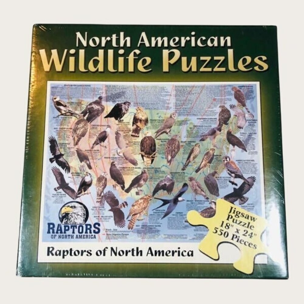 North American Wildlife Raptors 550 Piece Jigsaw Puzzle 18 x 24 Made In USA New